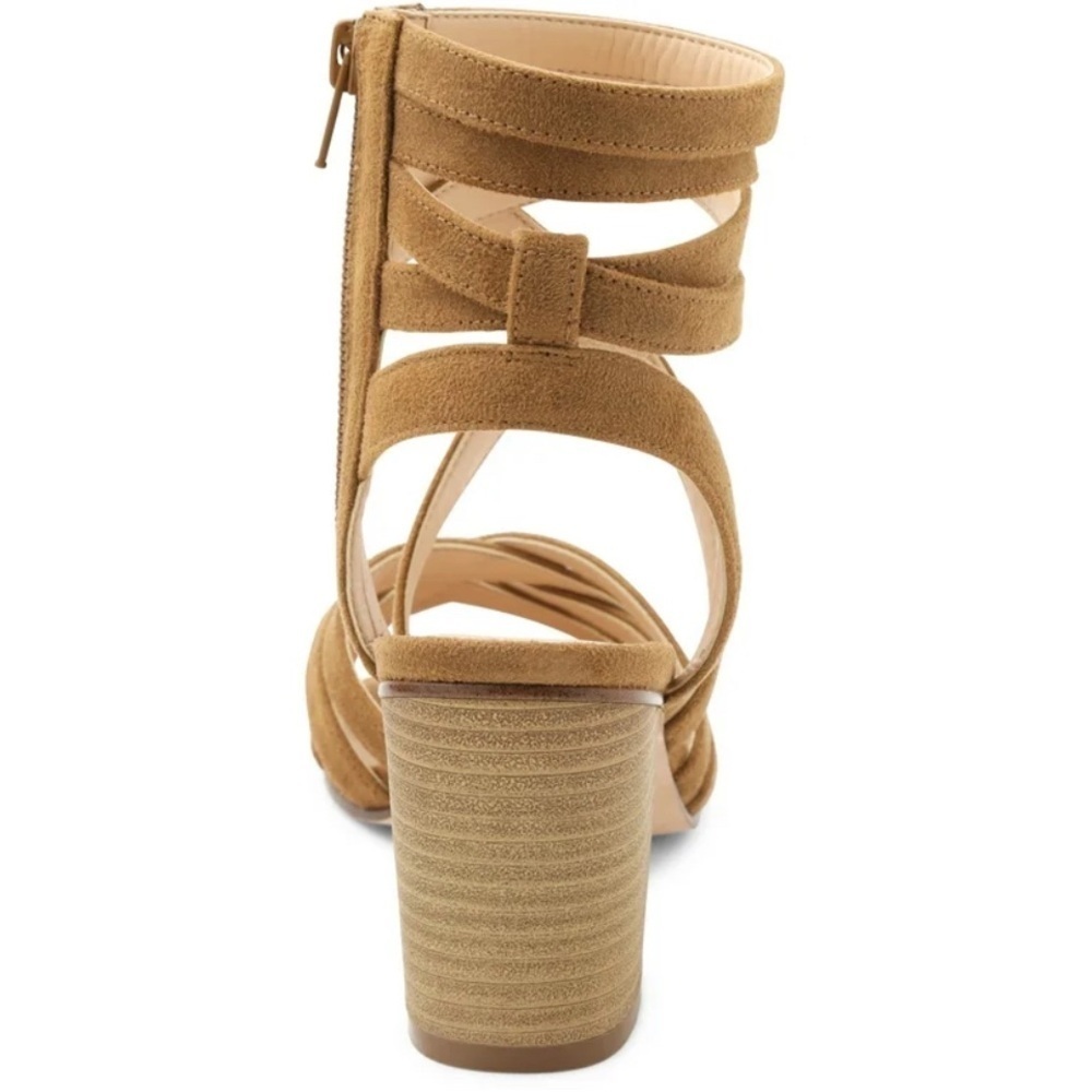 XOXO heeled strappy sandal, sz. 7.5, color is bone, 2.5" block heel.​​​ - Picture 6 of 8